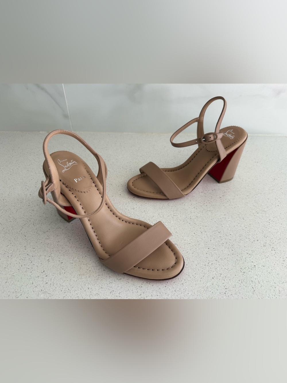 Christian Louboutin 85mm Miss Jane Ankle-Strap Sandals EU 36 US 6 Nude - Picture 6 of 10